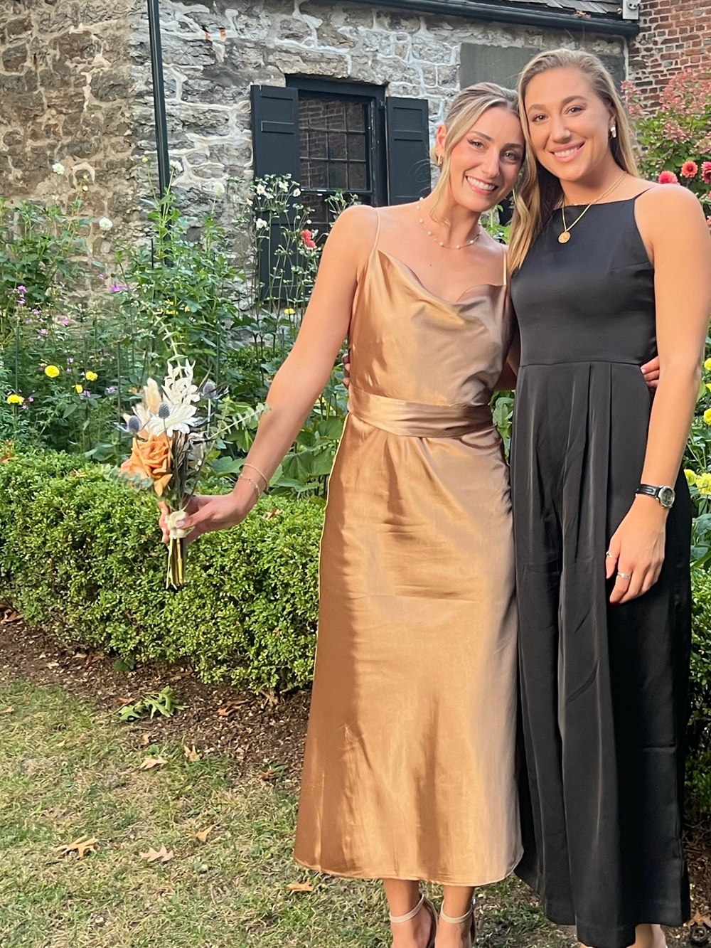 Grace Loves Lace Satin Slip Bridesmaids Dress in Camel